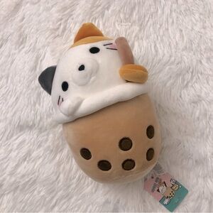 Bubble tea Cat Plush 8.5” tall NEW